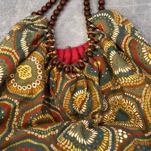 Beaded handle Hobo Bag